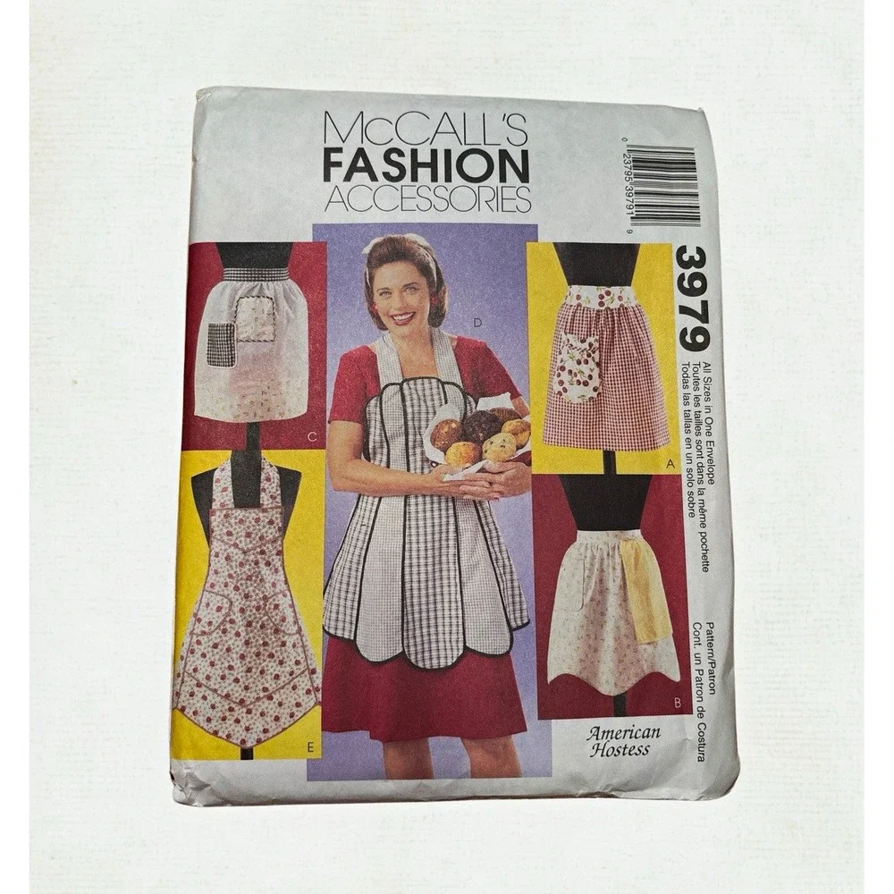 McCalls 3979 Vintage Style Aprons Sewing Pattern Misses S-XL Uncut Complete